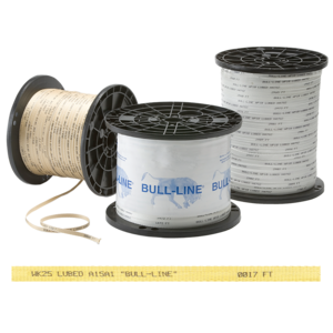 Bull-Line Aramid Pull Tape offers the highest tensile strength per widths along with low elongation. These tapes are also sequentially marked in feet or meters for accurate installation measurements. Bull-Line Aramid Pull Tape is made in the USA.