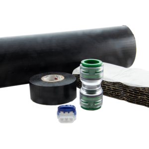 Os kits de emendas FuturePath fornecem todos os componentes necessários para unir segmentos de FuturePath.  Os kits incluem o tamanho correto da luva, acopladores, fitas selantes e de vinil, e conector de fio de localização. 